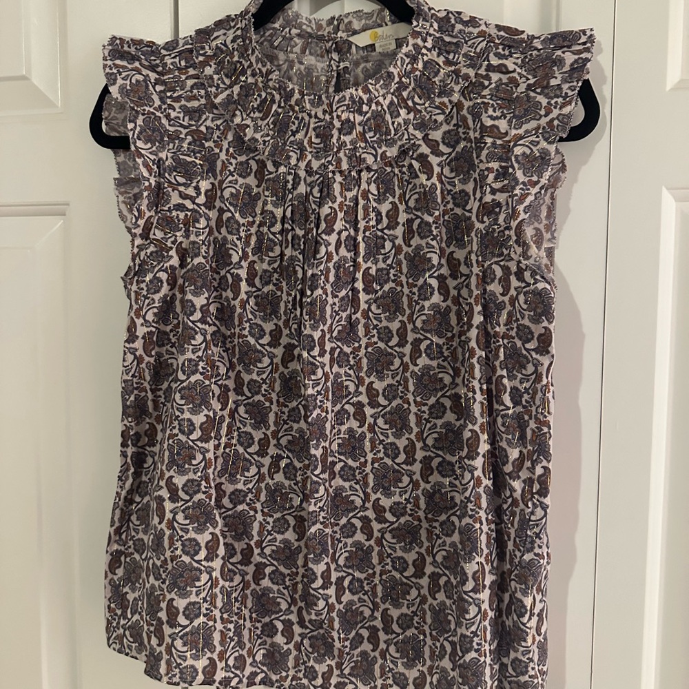 Boden Floral flutter Sleeve Top